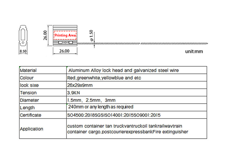 Con dấu dây container Container wire seal